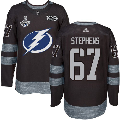 Men Adidas Tampa Bay Lightning #67 Mitchell Stephens Black 1917-2017 100th Anniversary 2020 Stanley Cup Champions Stitched NHL Jersey